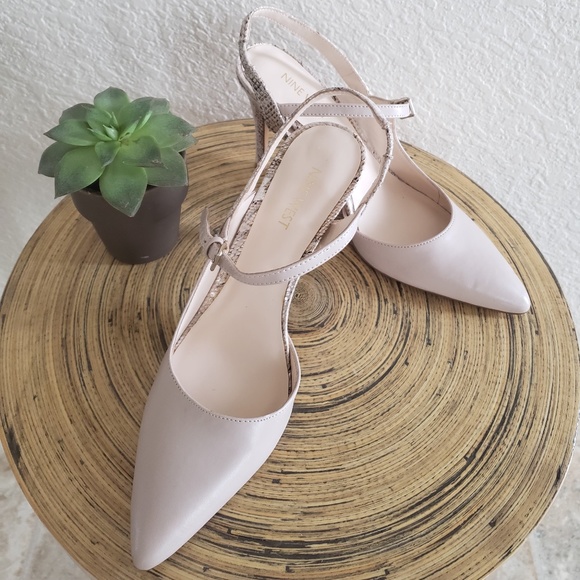 Nine West Shoes - NWOB Nine West Neutral Two-Tone Nude & Snakeskin Print Slingback Heels - Size 8M
